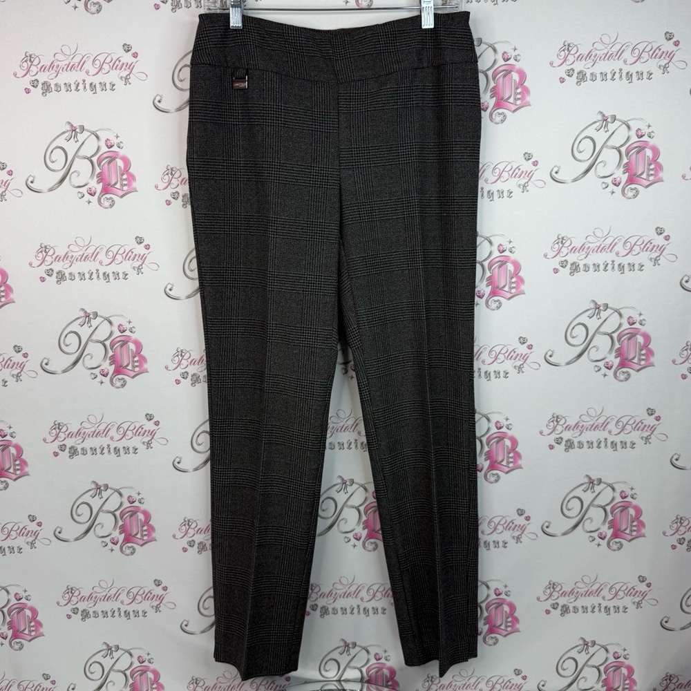 LISETTE pants plaid trousers, black, white Charcoal Checkered Women's Pants